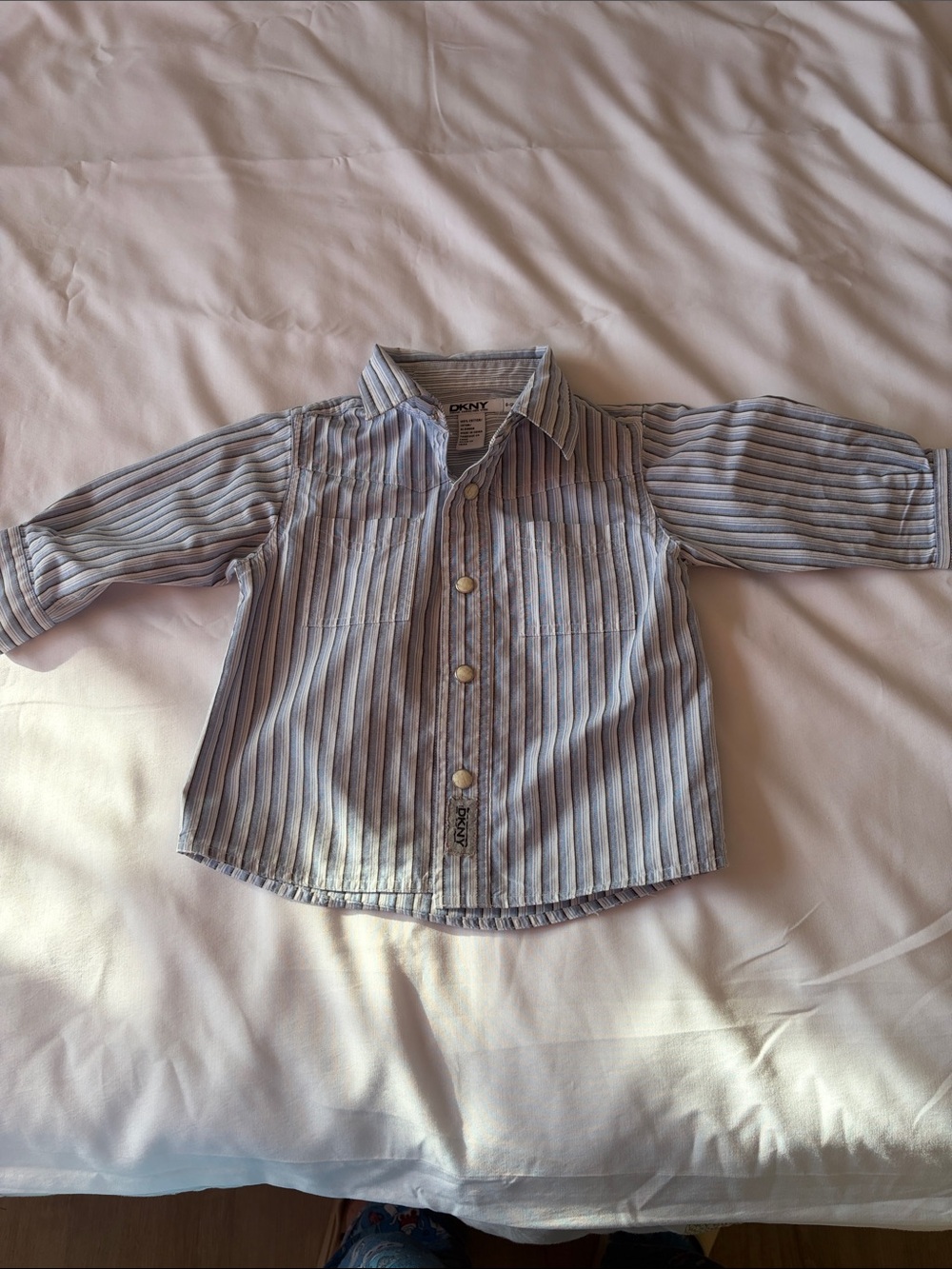 DKNY Light and Navy Striped Button-Down Shirt